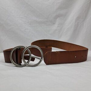 Urban Outfitters Wide Tan Leather Belt with Silver Hardware Size Large